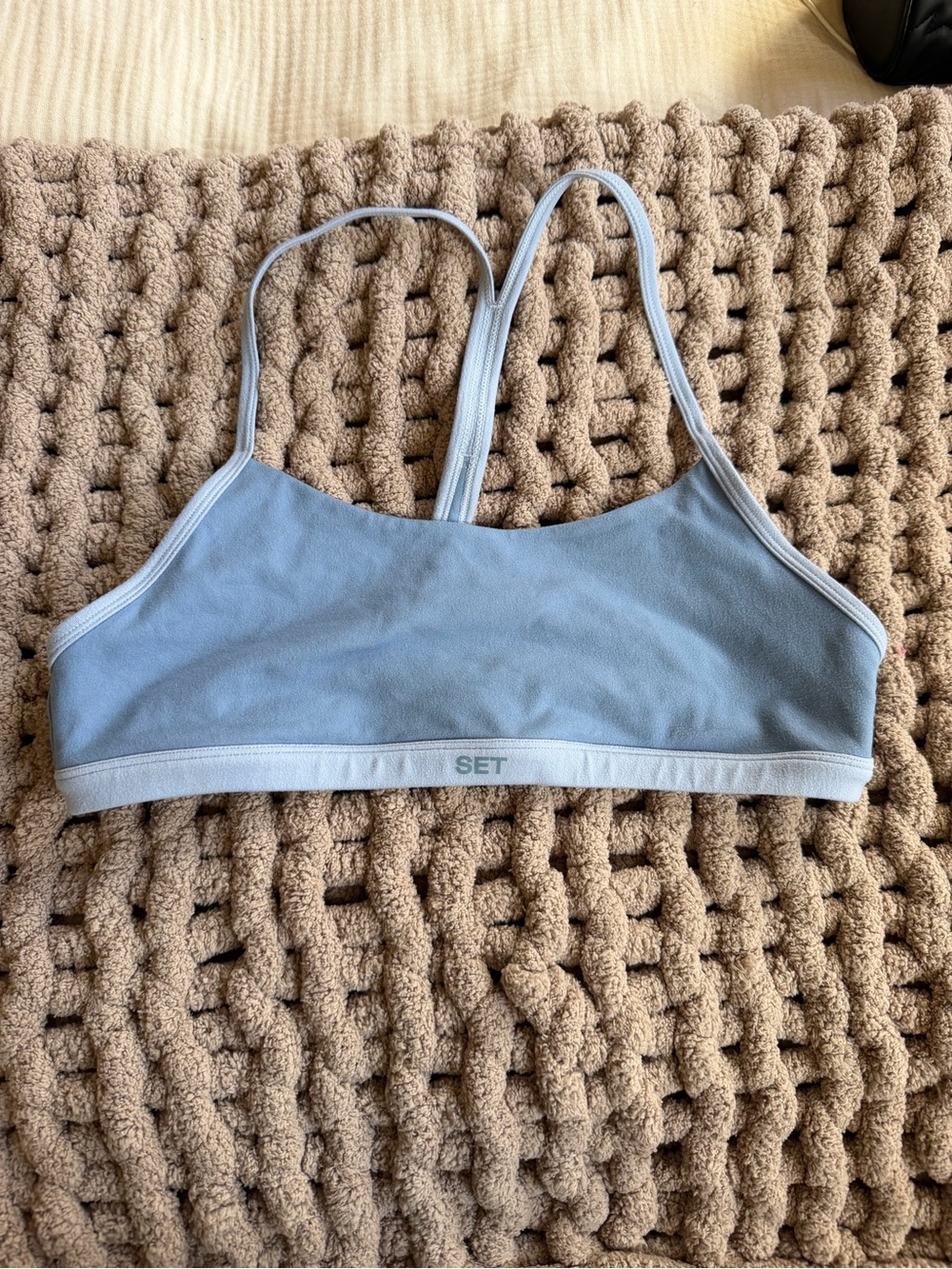 SET Active Light Blue Scoop Bralette